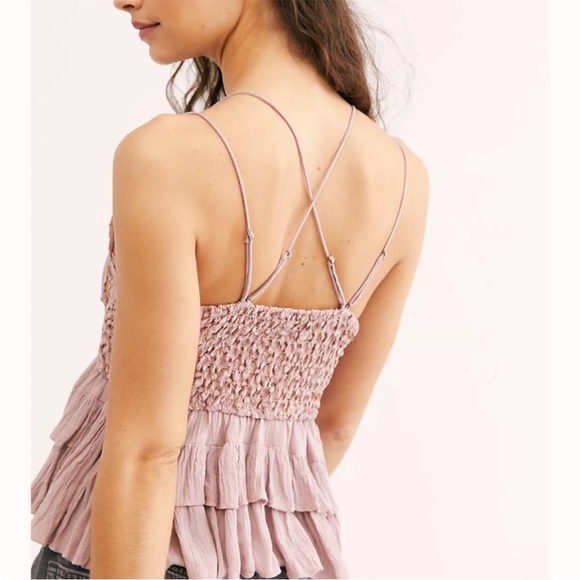 Free People intimates Adele cami. Elegant Lace Trimmed Mauve Top size Large - Picture 7 of 9